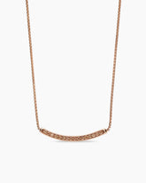 Petite Pavé Bar Necklace in 18K Rose Gold with Cognac Diamonds, 1.25mm